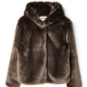 NA-KD Faux Fur Hooded Jacket size 6